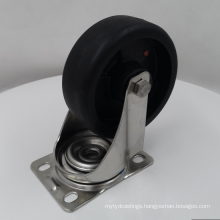 Industry SS Stainless Steel Rig Swivel Plate 100mm Oven Wheel High Temp Nylon 230C Casters